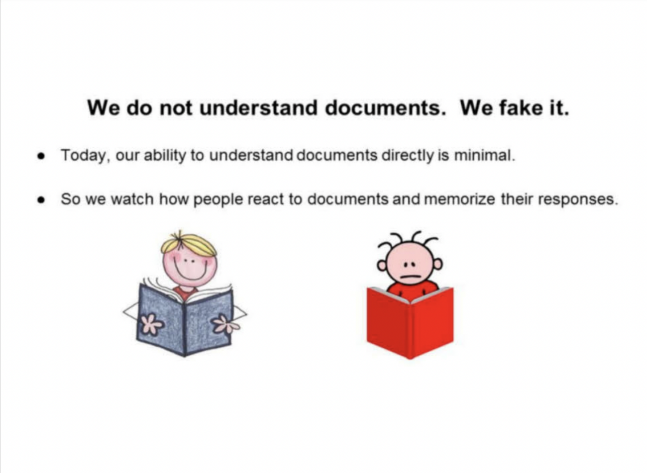 Screenshot from the Google 2020 antitrust trial evidence - Google on understanding documents