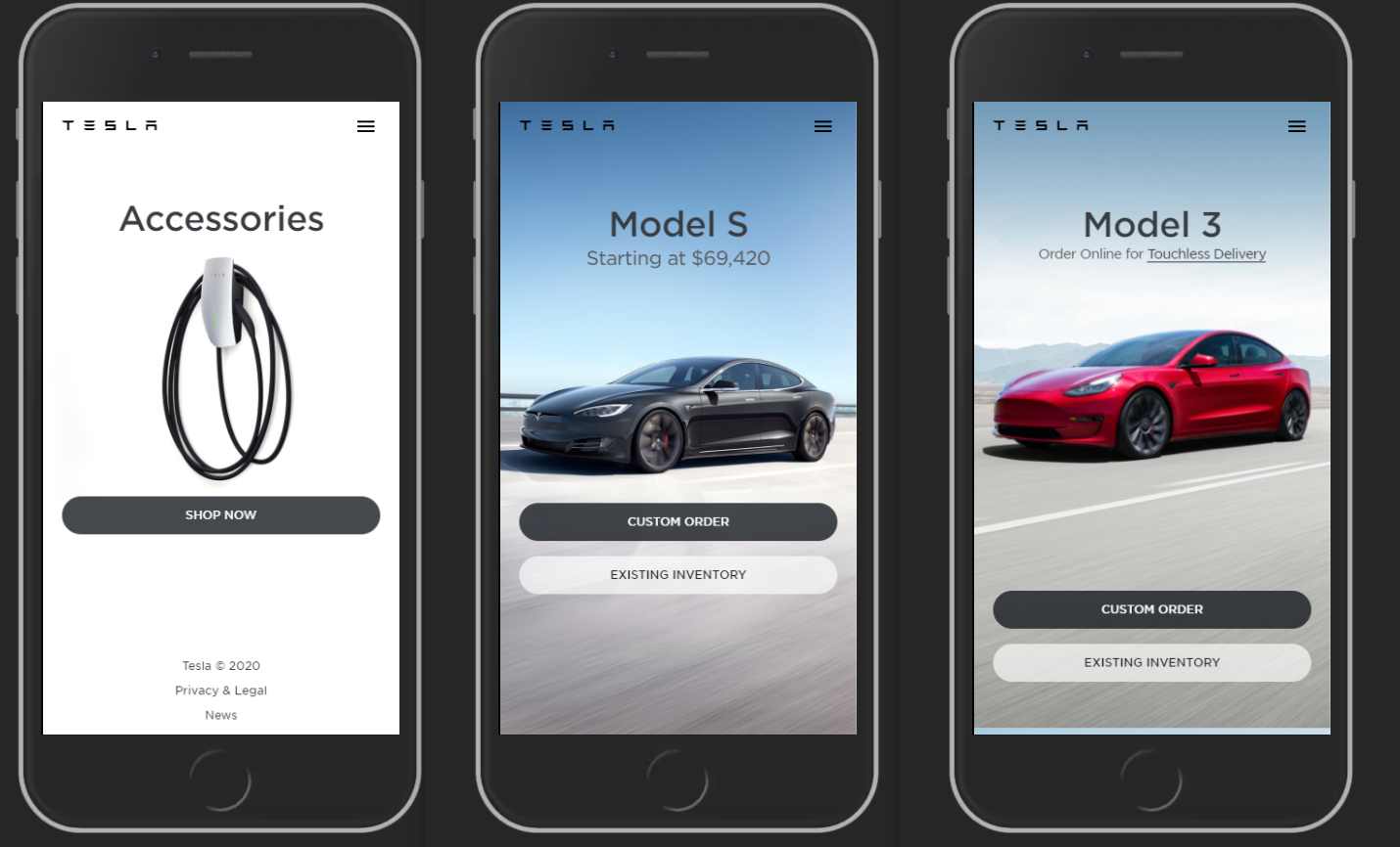 Every product page on tesla.com has customized CTAs that are appealing to the customer.