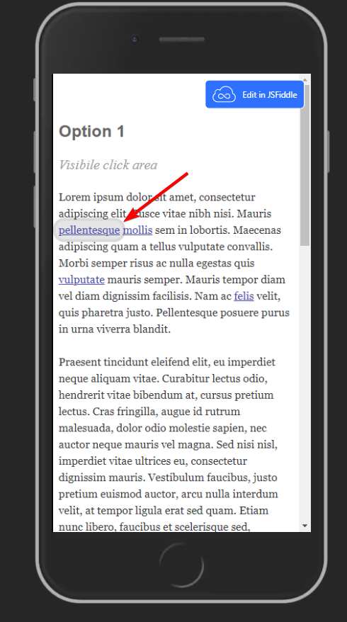 This front-end solution highlights links on a mobile device and makes it easier to click them.