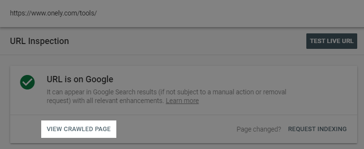 Type the URL in question into the URL Inspection Tool and click View Crawled Page