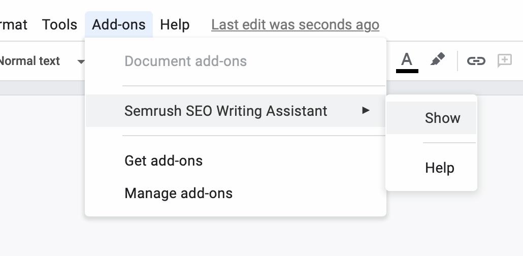 Semrush SEO writing assistant add-on
