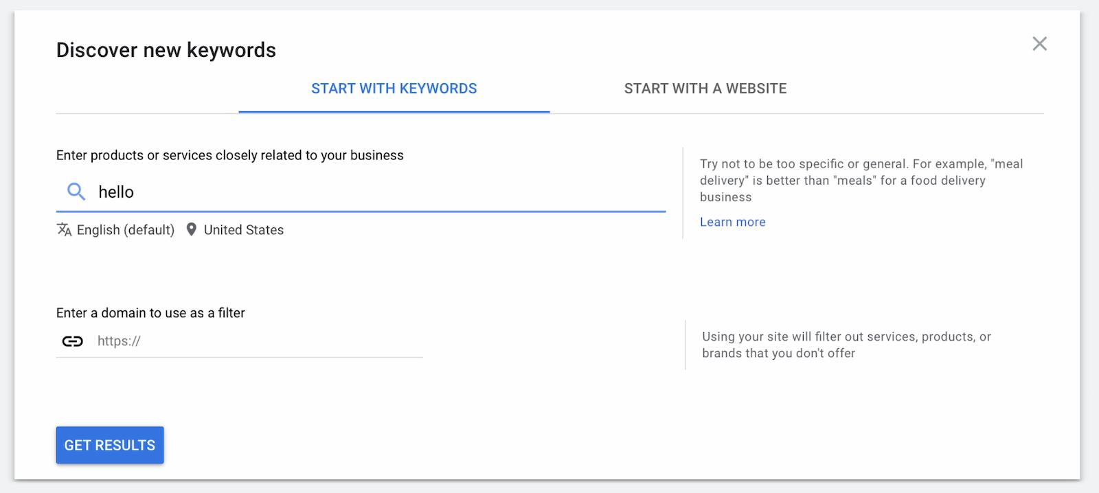 Google Keyword Planner has a simple interface
