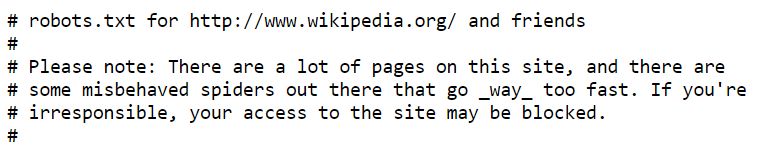 Wikipedia has several robots.txt easter eggs