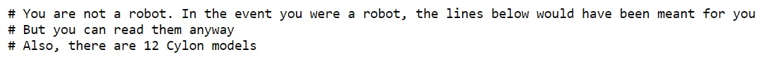 Search Engine Land has a robots.txt easter egg with a Battlestar Galactica reference