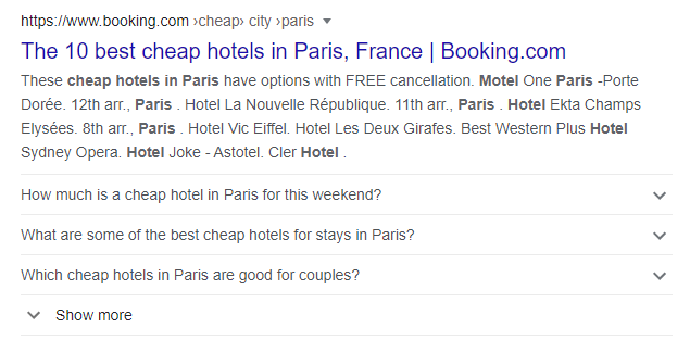 An example of an FAQ rich result appearing in search results