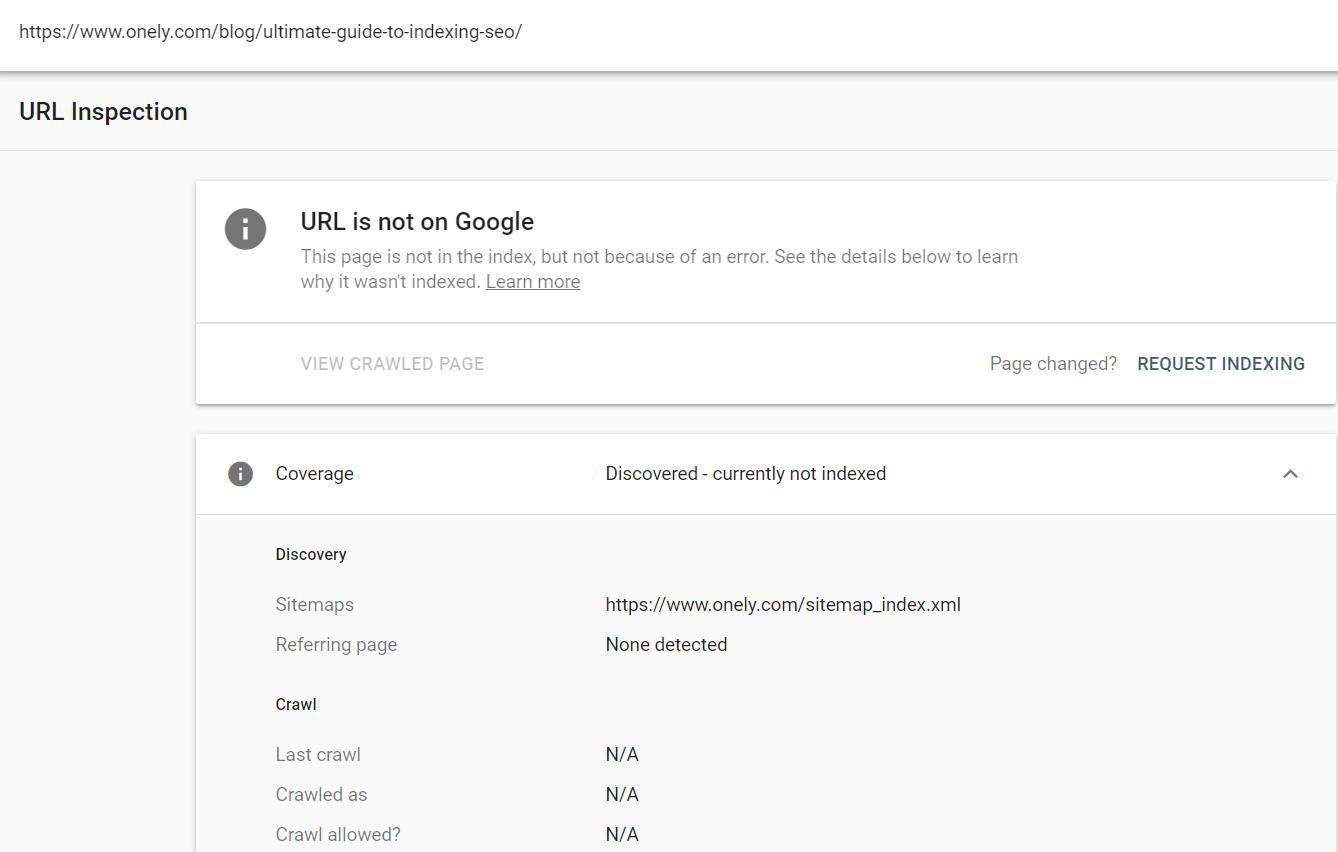URL is not on Google according to Google Search Console