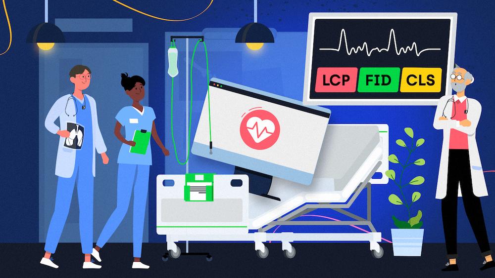 doctors and nurses in a hospital observing how a website's core web vitals are performing