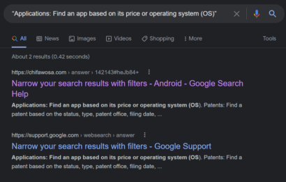 a search engine results page showing Google is outranked by a spammy page for its own content