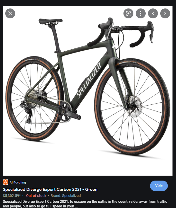 google images product listing for a bike