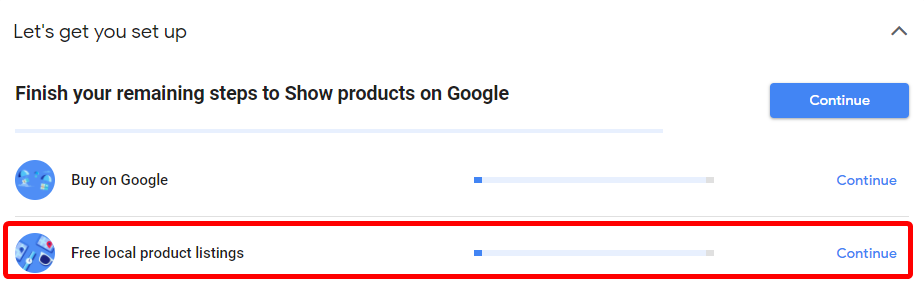 setting up free product listings in google merchant center