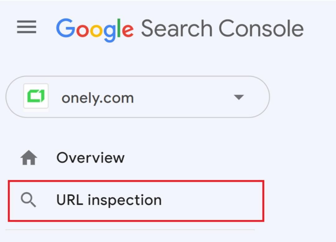 Screenshot showing where you can find the URL inpection tool.