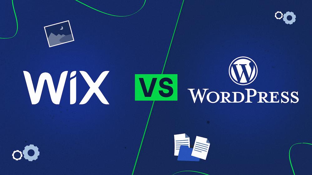 Hero image with text saying Wix vs. WordPress