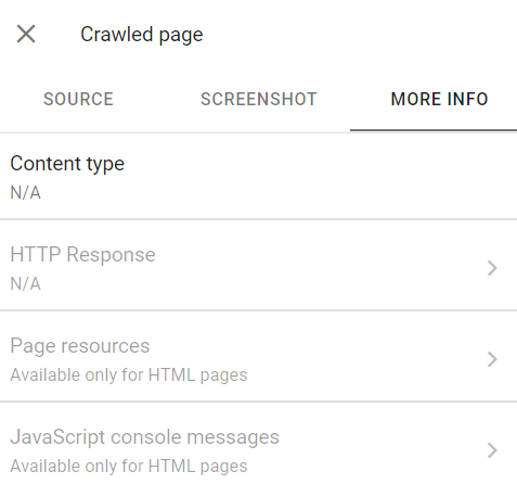 The More Info tab in the URL Inspection Tool in Google Search Console.