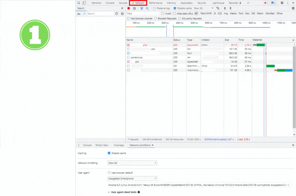 A step-by-step guide to how to simulate Googlebot User Agent in Chrome Dev Tools.