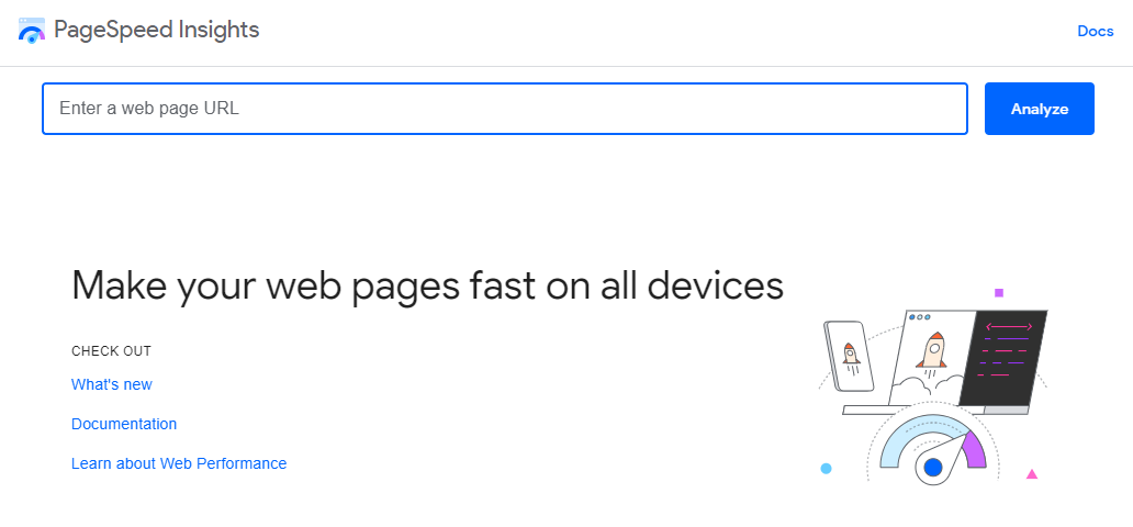 Google PageSpeed Insights Homepage