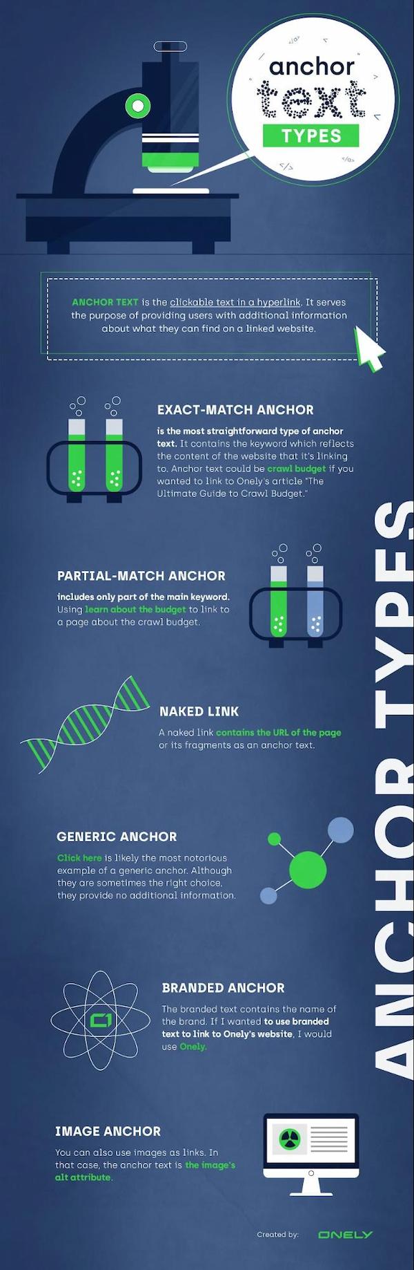 An infographic describing all types of anchor text